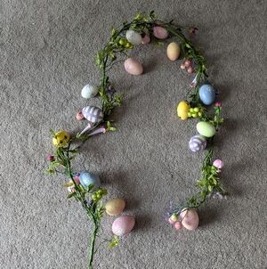 Pastel Easter Egg Garland with Floral Accents